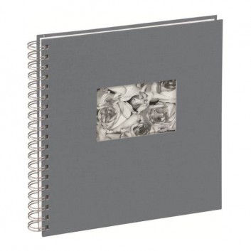  PAGNA Fotoalbum; 10 = anthrazit; 240 x 250 mm; Stoffeinband mit Passepartout; 50 Seiten; Spiralbindung; weißer Fotokarton mit Pergamin 
