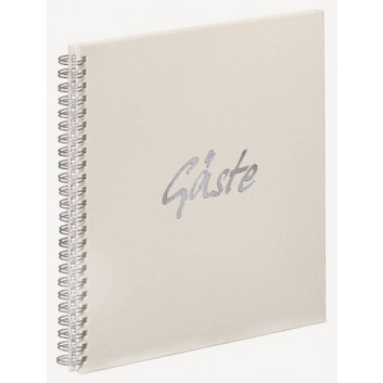  PAGNA Gäste-Spiralalbum; blanko; 31 x 32 cm; Hardcover, Stoffeinband weiß; 40 Blatt; 165 g/ qm; Spiralbindung; mit Silberprägung 