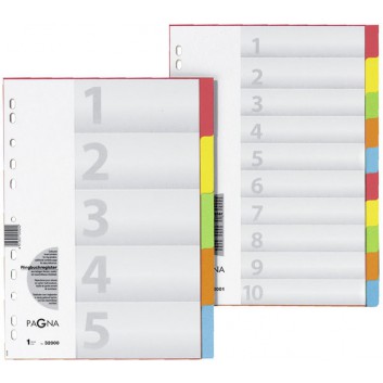  PAGNA Blankoregister 5tlg.; weiß, farbige Taben; 225 x 300 mm (für DIN A4); Blanko; Karton; Eurolochung; 5 Blatt 