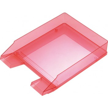  helit Briefkorb Economy; rot transparent; 249 x 345 x 65 mm; mit Greifausschnitt; stapelbar; Polystyrol (PS); DIN A4/C4 