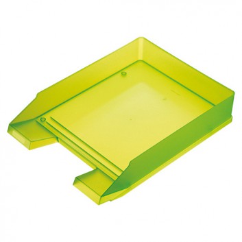  helit Briefkorb Economy; grün transparent; 249 x 345 x 65 mm; mit Greifausschnitt; stapelbar; Polystyrol (PS); DIN A4/C4 