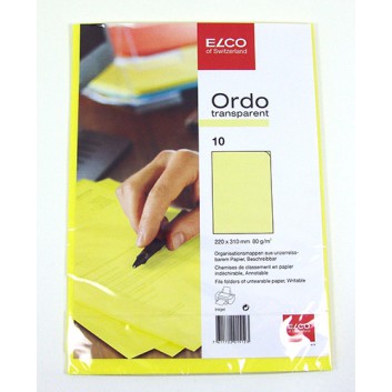  ELCO Ordo transparent - Papier-Sichthülle; für DIN A4 - 220 x 310 mm; gelb, transparent; leicht strukturiert; oben und rechte Seite offen 