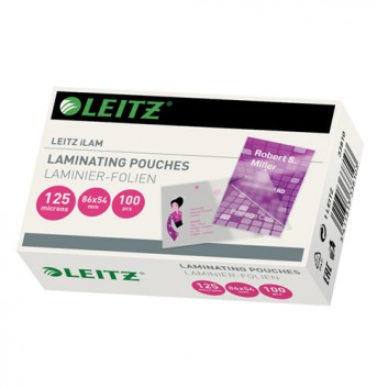  LEITZ Laminierfolie/Folientasche; 86 x 54 mm; Kreditkarten; 125 Micron; glänzende Oberfläche; Ethyl-Vinyl-Acetat; 100 Folien; abgerundete Ecken 
