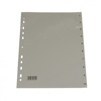  Zahlenregister 1 - 10; grau; 230 x 297 mm (für DIN A4); Zahlen 1  - 10; PP-Folie; Eurolochung; 10 Blatt 
