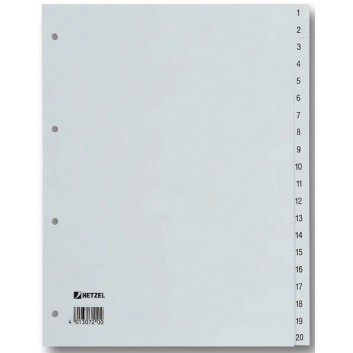  Büroring-Egropa Zahlenregister 1 - 12; grau; 226 x 297 mm (für DIN A4); Zahlen 1 - 12; PP-Folie; 4fach Lochung; 12 Blatt 