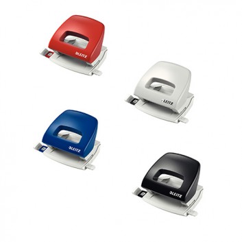  LEITZ Kleiner Bürolocher NeXXt; blau / grau / rot / schwarz; 1,6 mm / 16 Blatt; mit Schiene 