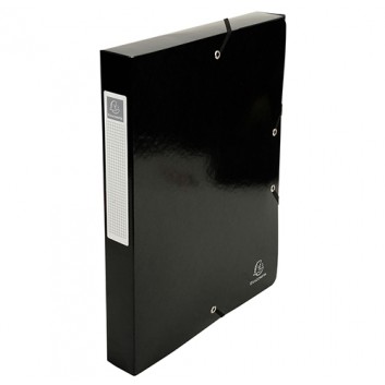  Exacompta Dokumentenbox Iderama; schwarz; für DIN A4; laminierter Karton, 600 g/qm; ca. 350 Blatt; mit Gummizugverschluß, 3 Klappen 