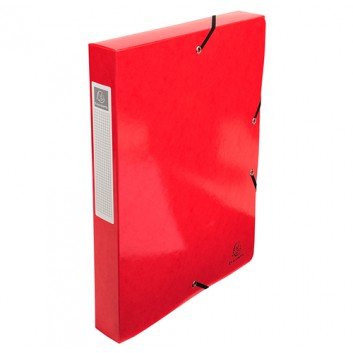  Exacompta Dokumentenbox Iderama; rot; für DIN A4; laminierter Karton, 600 g/qm; ca. 350 Blatt; mit Gummizugverschluß, 3 Klappen 