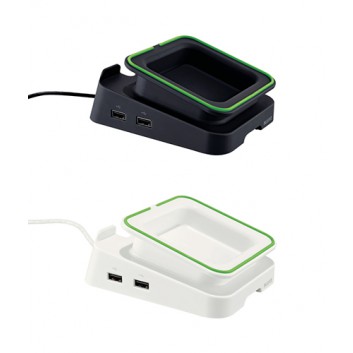  LEITZ Tischständer mit Ladefunktion Complete; weiß / schwarz; für Smartphones oder Tablet PCs; 2 USB-Anschlüsse 
