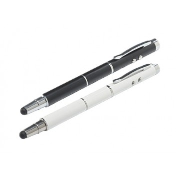  LEITZ Stift Stylus 4-in-1; weiß / schwarz; Touchscreen-Eingabestift, Laserpointer; LED-Licht und Kugelschreiber 