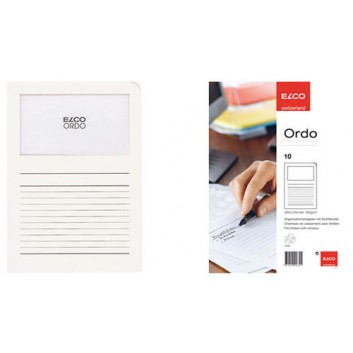  ELCO Ordo Classico - Papier-Sichthülle+Linien; für DIN A4 - 220 x 310 mm; hochweiß; glatt; oben und rechte Seite offen 