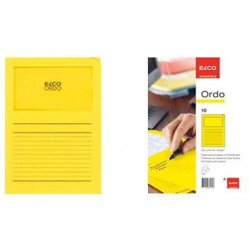  ELCO Ordo Classico - Papier-Sichthülle+Linien; für DIN A4 - 220 x 310 mm; intensiv gelb; glatt; oben und rechte Seite offen 