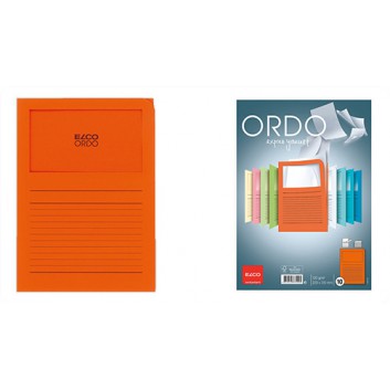  ELCO Ordo Classico - Papier-Sichthülle+Linien; für DIN A4 - 220 x 310 mm; orange; glatt; oben und rechte Seite offen 