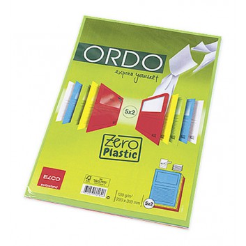  ELCO Ordo Zero - Papier-Sichthülle+Linien; für DIN A4 - 220 x 310 mm; 5 Farben sortiert; glatt; oben und rechte Seite offen 
