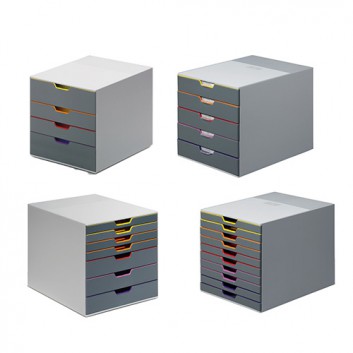  DURABLE Schubladenbox VARICOLOR; grau; 280 x 356 x 292 mm (B x T x H); mit geschlossenen Schubfächern; inkl. Beschriftungsschilder; Kunststoff 