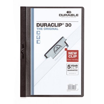  DURABLE Klemm-Mappe Duraclip®; schwarz; für DIN A4; Hartfolie; ca. 30 Blatt; transparenter Vorderdeckel; Stahlklemme 