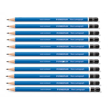  STAEDTLER Mars-Lumograph	 Bleistift; 6B - 4H; blau; Sechskantschaft; ohne Radierer 