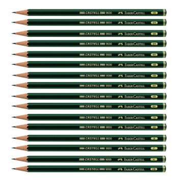  Faber-Castell CASTELL® 9000 Bleistift; verschiedene Härten; dunkelgrün; Sechskantschaft, gespitzt; ohne Radierer 