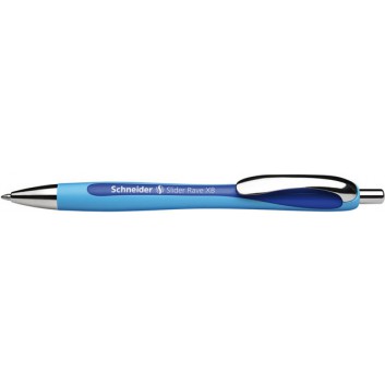  Schneider Slider Rave XB Kugelschreiber; cyan-blau; blau; XB (extrabreit); Kunststoff; gummiert; Druckmechanik; Metall, silber; auswechselbar 