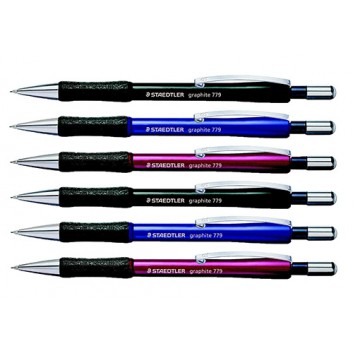  STAEDTLER graphite 779	 Druckbleistift; 0,5 / 0,7; HB; blau / rot / schwarz; Softgrip; mit abgedecktem Radierer; mit Metallclip 
