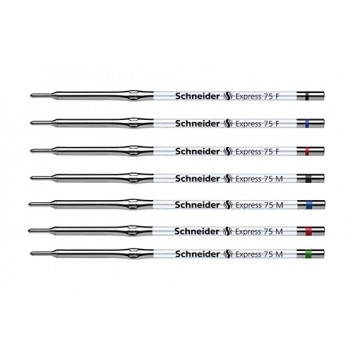  Schneider Express 75 Standardmine; 4 Farben; F (fein) / M (mittel); dokumentenecht; Standard-Kugelschreibermine; Edelstahlspitze; für K1 872001 