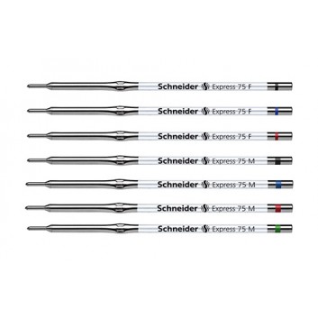  Schneider Express 75 Standardmine; 4 Farben; M (mittel); dokumentenecht; Standard-Kugelschreibermine; Edelstahlspitze 