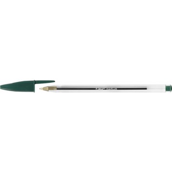  BIC Cristal® Medium Kugelschreiber; transparent, Spitze+Ende in Schreibfarbe; grün; M =  0,4 mm; Kunststoff; Hexagonaler Schaft 