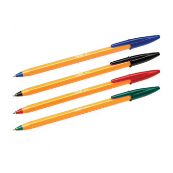  BIC Orange Fein Kugelschreiber; orange, Spitze+Ende in Schreibfarbe; 4 Farben: schwarz, blau, rot, grün; F = 0,35 mm 