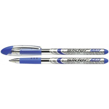  Schneider Slider Kugelschreiber; transparent mit Dekorfolie; blau; XB (extrabreit) = 1,4 mm; Kunststoff; gummierte Griffzone 