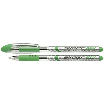  Schneider Slider Kugelschreiber; transparent mit Dekorfolie; grün; XB (extrabreit) = 1,4 mm; Kunststoff; gummierte Griffzone 