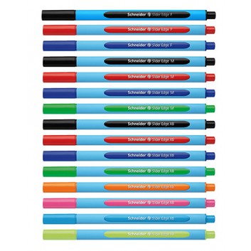  Schneider Slider Edge Kugelschreiber; verschiedene Schaftfarben; verschiedene Farben; F / M / XB; Kunststoff; gummierter Dreikantschaft 