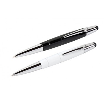  WEDO Touch Pen Pioneer mit Kugelschreiber; uni; schwarz / weiß; blau; 1 mm; 2 in 1: Kugelschreiber + Touchpen; mit Metallclip 