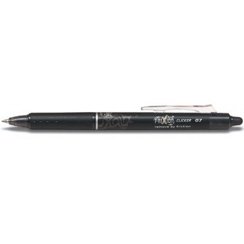  PILOT Frixion Ball Clicker 07 radierbar; schwarz; Mine: M 0,7 mm / Strichstärke 0,35 mm; mit Gummitip durch Reibung radierbar 