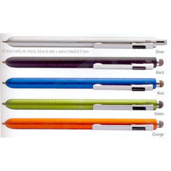  Online 5-Aktion Kugelschreiber, Multi 5 in 1; uni; verschiedene Farben; schwarz, blau, rot +Bleistift + TouchPen; Kugler: M / Bleistift: 0,7 mm 
