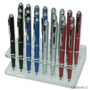  Mini-Druckkugelschreiber; uni; 4 Farben; schwarz; Metallclip; Druckmechanik; Metallclip; Kurzmine; Länge: 100 mm 