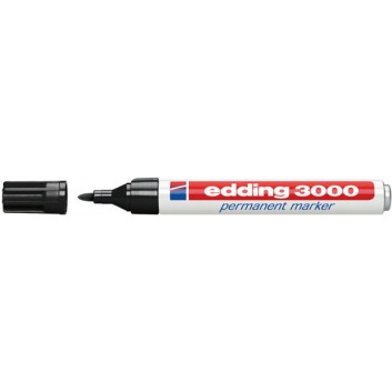  edding 3000 Permanentmarker; schwarz; ca. 1,5-3 mm; Rundspitze, austauschbar; wasserfest, lichtbeständig, nachfüllbar; Permanentmarker 