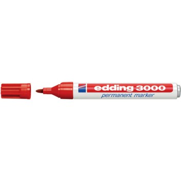  edding 3000 Permanentmarker; rot; ca. 1,5-3 mm; Rundspitze, austauschbar; wasserfest, lichtbeständig, nachfüllbar; Permanentmarker 