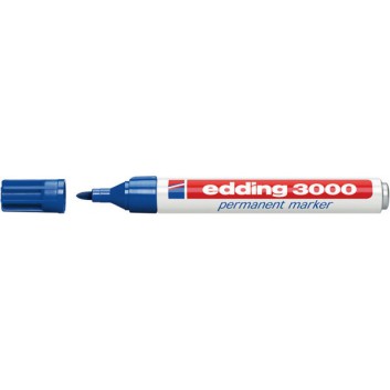  edding 3000 Permanentmarker; blau; ca. 1,5-3 mm; Rundspitze, austauschbar; wasserfest, lichtbeständig, nachfüllbar; Permanentmarker 