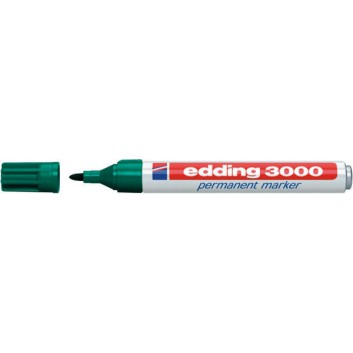  edding 3000 Permanentmarker; grün; ca. 1,5-3 mm; Rundspitze, austauschbar; wasserfest, lichtbeständig, nachfüllbar; Permanentmarker 