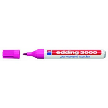  edding 3000 Permanentmarker; rosa; ca. 1,5-3 mm; Rundspitze, austauschbar; wasserfest, lichtbeständig, nachfüllbar; Permanentmarker 