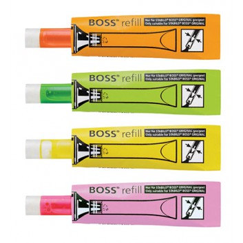  STABILO BOSS® Original Refill Nachfüllpatrone; verschiedene Farben; Aufstecktank z. Befüllen über die Spitze; 3 ml; Kunststofftank 