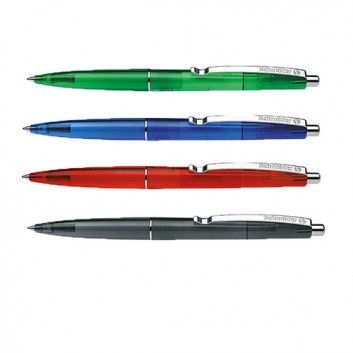  Schneider K 20 'Icy Colours' Druckkugelschreiber; Schaftfarbe = Schreibfarbe; 4 Farben: schwarz, blau, rot, grün; M (mittel) 