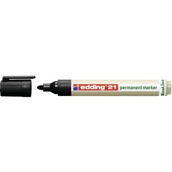  edding 21 EcoLine Permanentmarker; schwarz; ca. 1,5 - 3 mm; Rundspitze, austauschbar; nachfüllbar, 90% aus recy. Material; Permanentmarker 