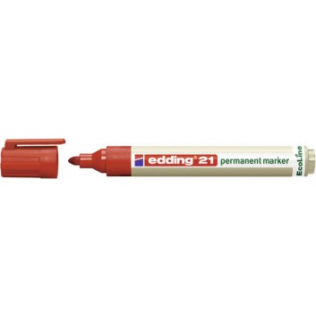  edding 21 EcoLine Permanentmarker; rot; ca. 1,5 - 3 mm; Rundspitze, austauschbar; nachfüllbar, 90% aus recy. Material; Permanentmarker 