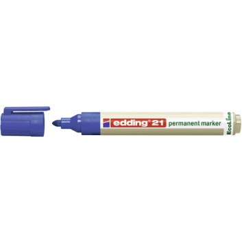 edding 21 EcoLine Permanentmarker; blau; ca. 1,5 - 3 mm; Rundspitze, austauschbar; nachfüllbar, 90% aus recy. Material; Permanentmarker 