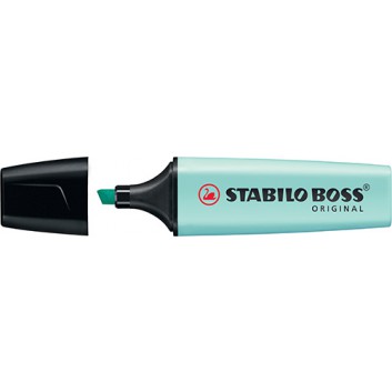  STABILO BOSS® Original Pastell Leuchtmarker; zartes türkis; 2 + 5 mm; Keilspitze; bis zu 4 Stunden Austrockenschutz 