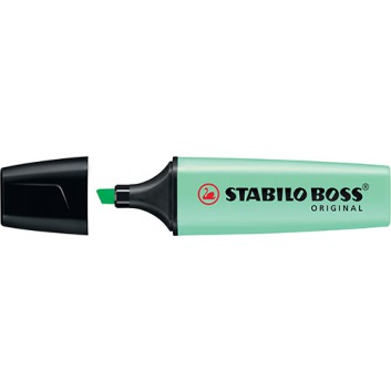  STABILO BOSS® Original Pastell Leuchtmarker; minzgrün; 2 + 5 mm; Keilspitze; bis zu 4 Stunden Austrockenschutz 