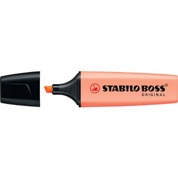  STABILO BOSS® Original Pastell Leuchtmarker; pfirsich; 2 + 5 mm; Keilspitze; bis zu 4 Stunden Austrockenschutz 