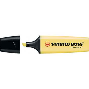  STABILO BOSS® Original Pastell Leuchtmarker; pudriges gelb; 2 + 5 mm; Keilspitze; bis zu 4 Stunden Austrockenschutz 