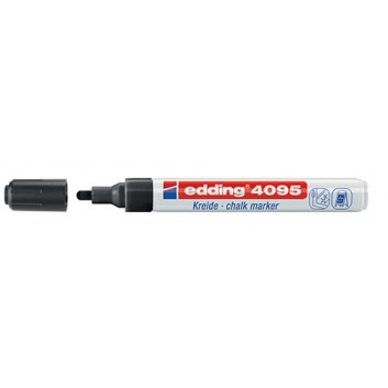  edding 4095 Kreidemarker dünn; schwarz; 2-3 mm; Rundspitze; feucht abwischbar; Flüssigkreidemarker, Chalkpen; Schaft weiß, aus Aluminium 